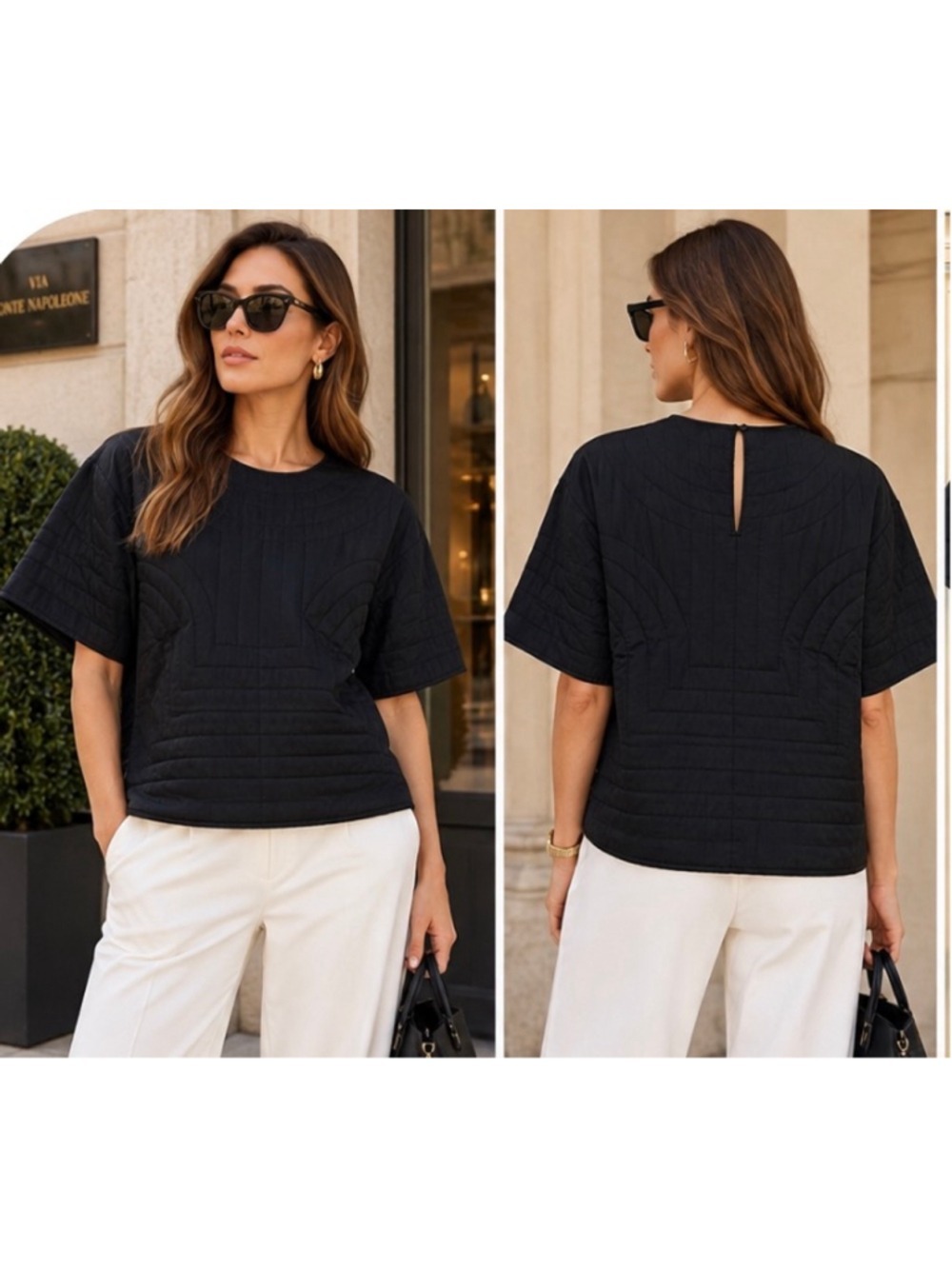 Isabel Marant Étoile Quilted Silk-Blend Top Navy Size 4 New w Tags French